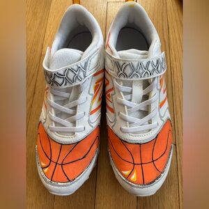 New Balance Kids White and Orange Basketball Sneakers